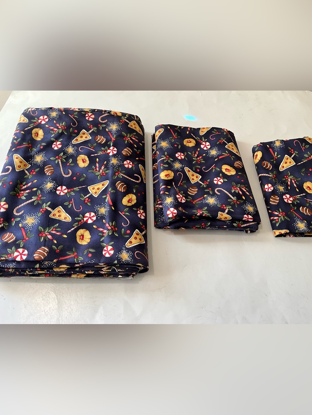 QuiltingFabric Clothworks Peppermint Cottage Holiday Christmas Navy Cotton